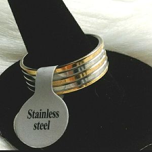 New Men's Stainless Steel Two - Tone Wedding Ring / Band